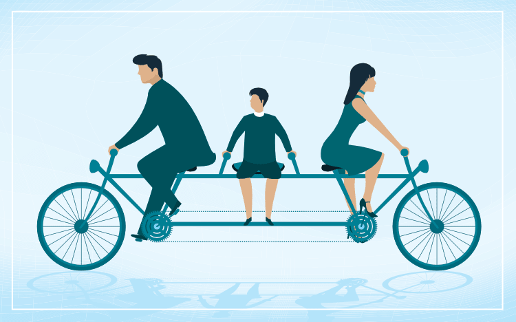 Illustration of a family separating